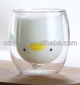 High Borosilicate Milk Mugs Tea Mugs Insulated Double Wall Bear Glass Coffee Mug