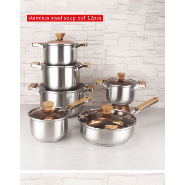 Factory Wholesale Different Size Cookware Set Custom Pots Wholesale 12pcs Stainless Steel Cooking Pot And Pan Set