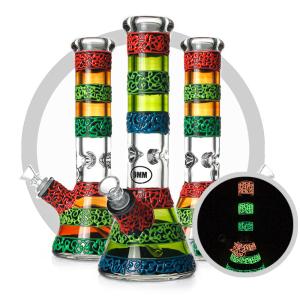 China Luminouis Uv Coil Glass Bongs Heady High Quality 9mm Glass Tube Mixed Color Hookah wholesale