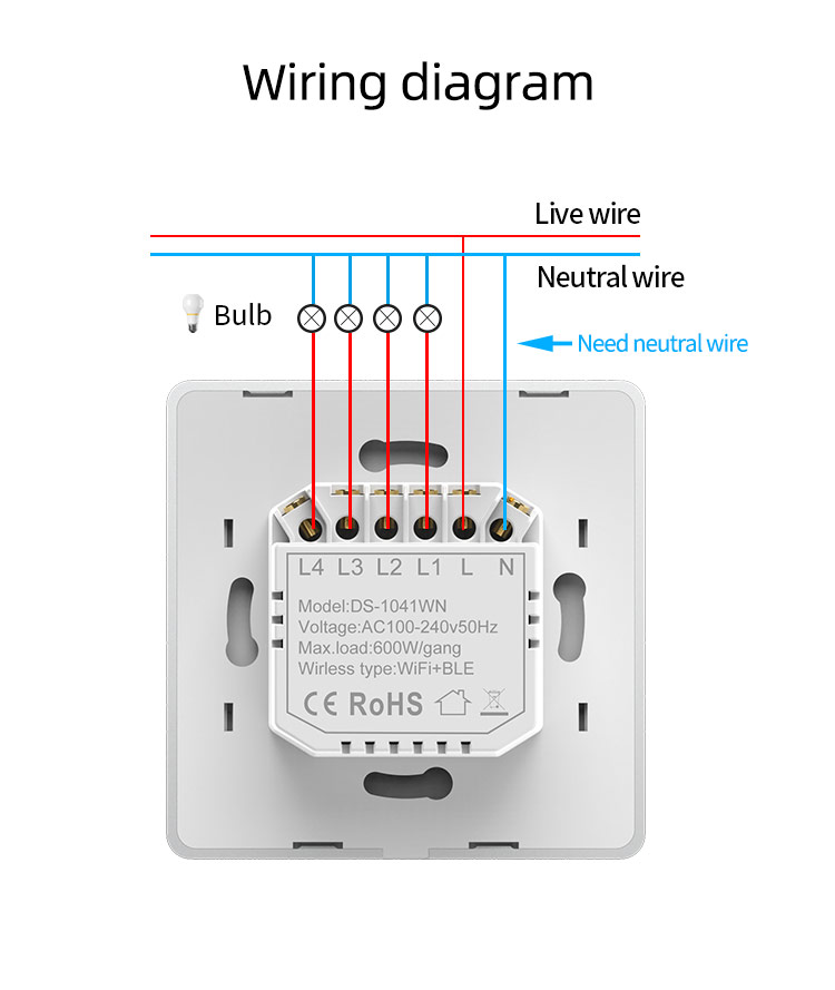 3 Gang EU UK Standard Tuya Smart Switch Light Electric Switch WiFi Smart Home Voice Control