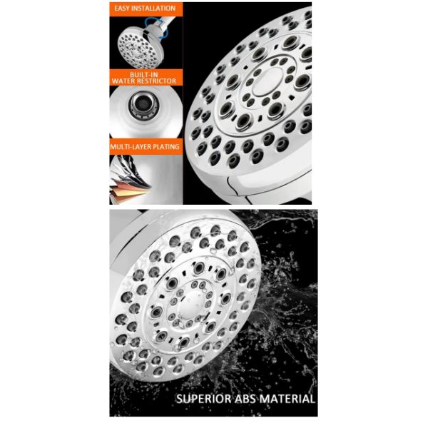 Chrome Finished Multi-Function Shower Head For High Pressure Water Saving In Bathroom