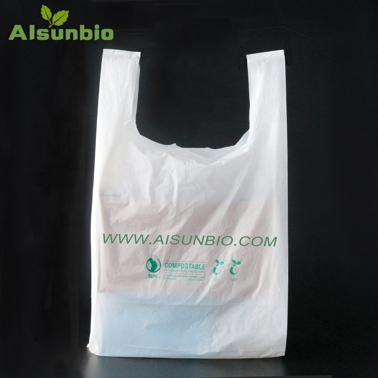 100% Biodegradable Plastic Compostable T Shirt Bag Shopping Bag for supermarket