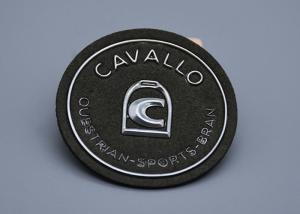 Microfiber Material Embossed Patches With Custom Silver Logo