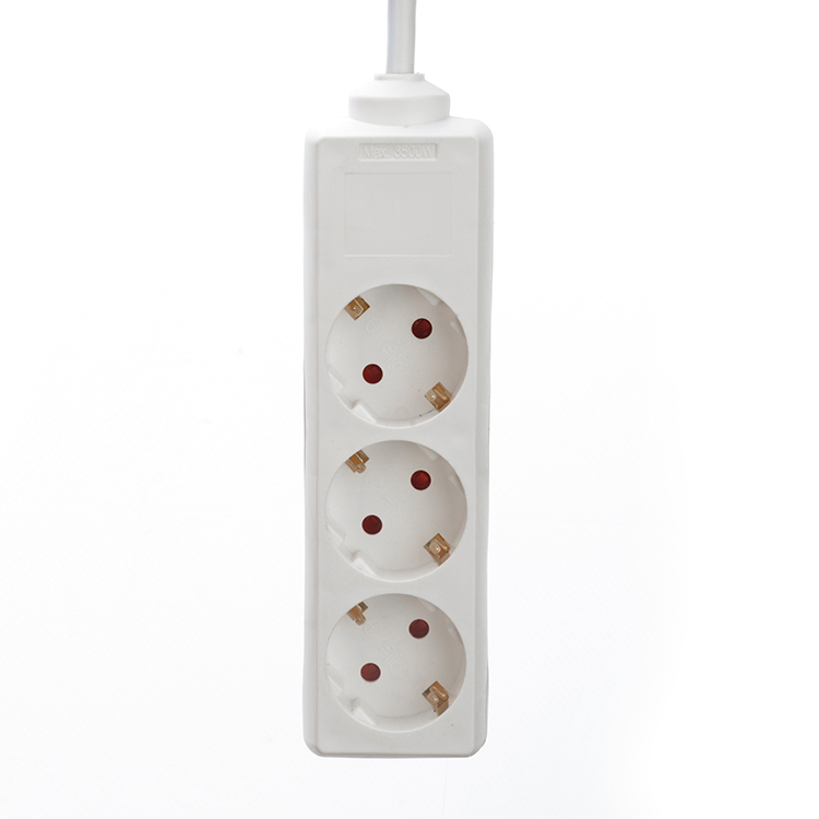 White 220V Euro Power Strip Surge Protector for Software Reengineering 3 Outlets 6ft Power Cord and Customized Support