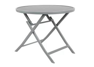 China Grey Round Folding Outdoor Table With Glass Desktop For Party Events Wedding on sale