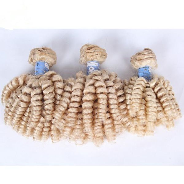 Blonde Aunty Funmi Human Hair Extensions #613 Platinum Blonde Virgin Russian Romance Curls Funmi Human Hair Weave