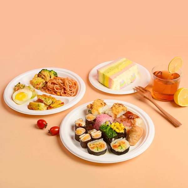 Customized Disposable Paper Plate Round Sugarcane Pulp Paper Plate for Birthday Cake