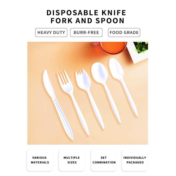 Eco Friendly Biodegradable Disposable Plastic PP Fork and Spoon with Straight Style