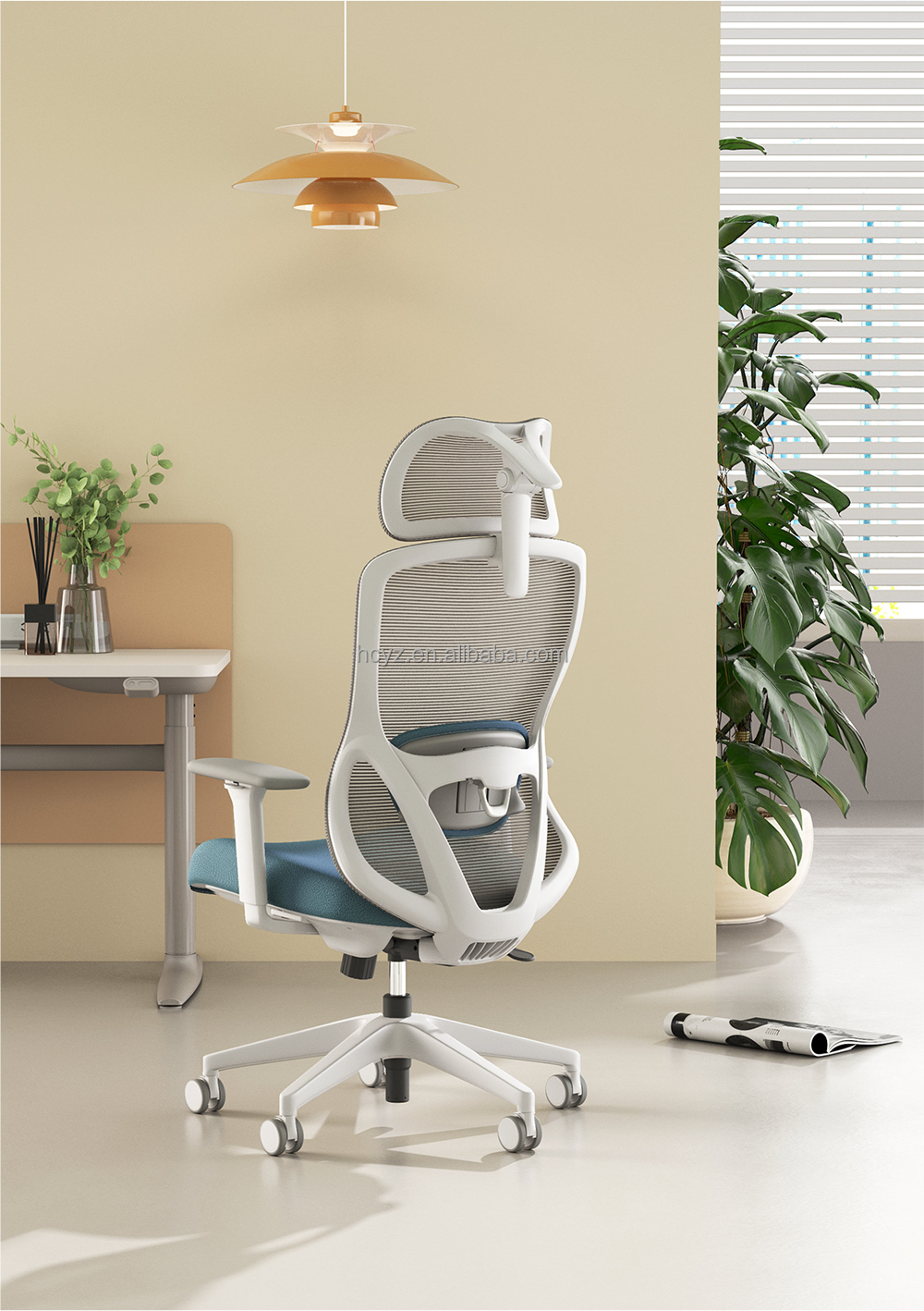 Executive Manager Adjustable Mesh Boss Office Chair with Fabric Luxury Computer Desk