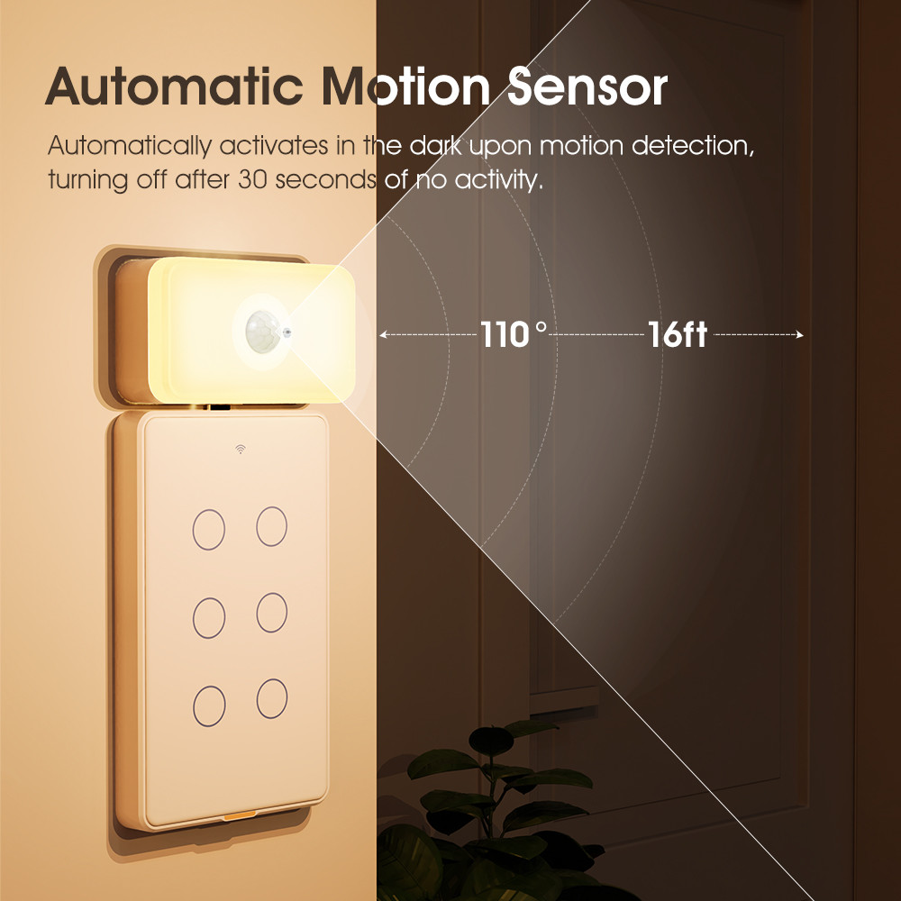 Tuya WIFI PIR Motion Sensor Human Body Sensing Smart LED Night Light Detection App Voice Works With Alexa Google Home Suitable For Bedrooms, Kitchens,