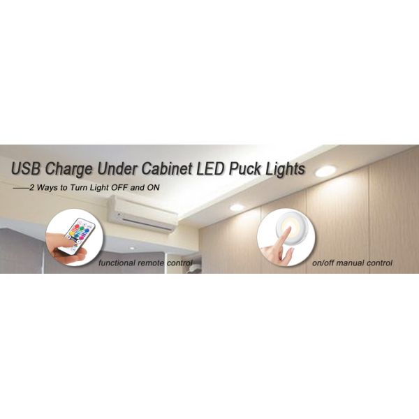 4000K 30LM 0.3W Remote Control Under Cabinet Light USB Rechargeable Cordless
