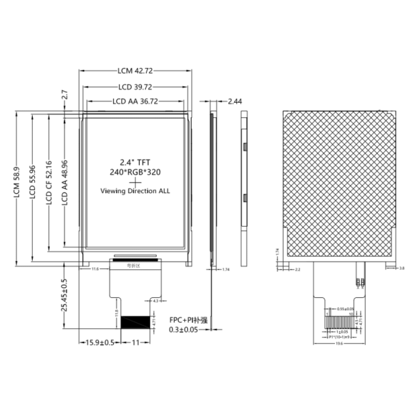 Low Price Guarantee 2.4-Inch IPS TFT LCD 10 Pin SPI Interface