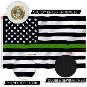 China 3 X 5' Thin Green Line Flag Knitted Polyester Single Reverse Outdoor Canvas Header wholesale