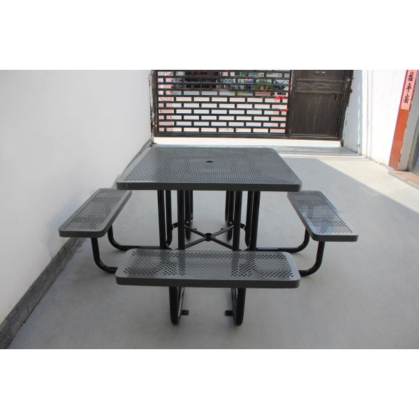 Customized Metal Patio Table And Chairs , Commercial Outdoor Picnic Table Set