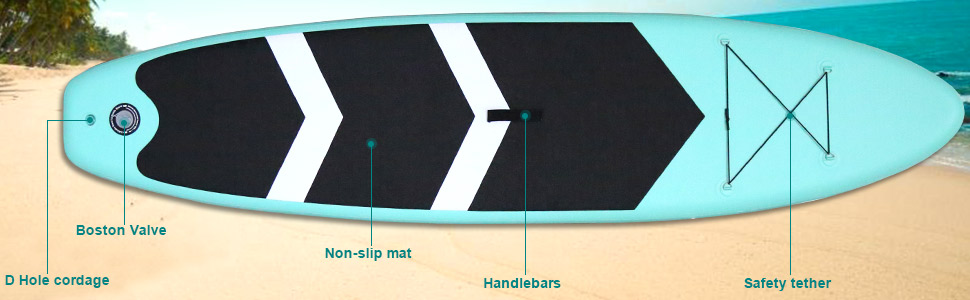 The wide SUP deck and performance shape make for fast, fun paddling for all skill levels.
