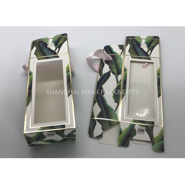 Paper Foldable Cardboard Gift Boxes With Window Transparent Plastic , Folding Box With Handles