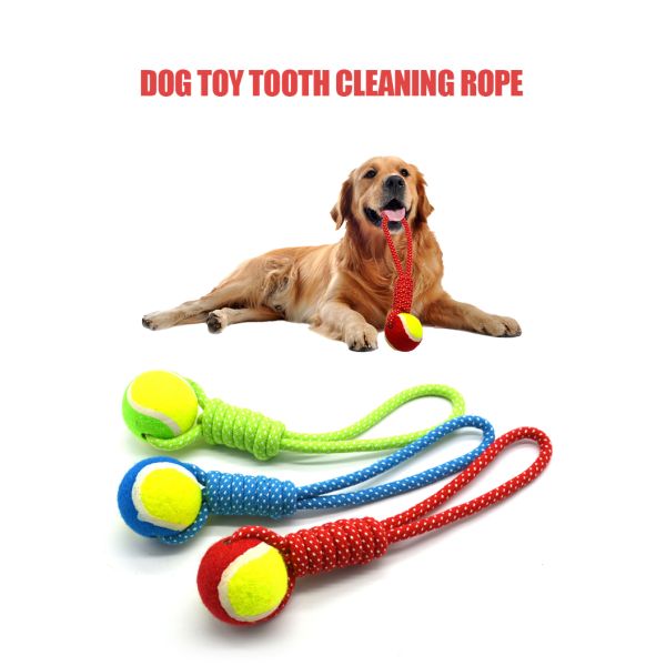 Toy Ball Plush Interactive Dog Cat Teething Toy Ball Pet Custom Rope Teeth Cleaning