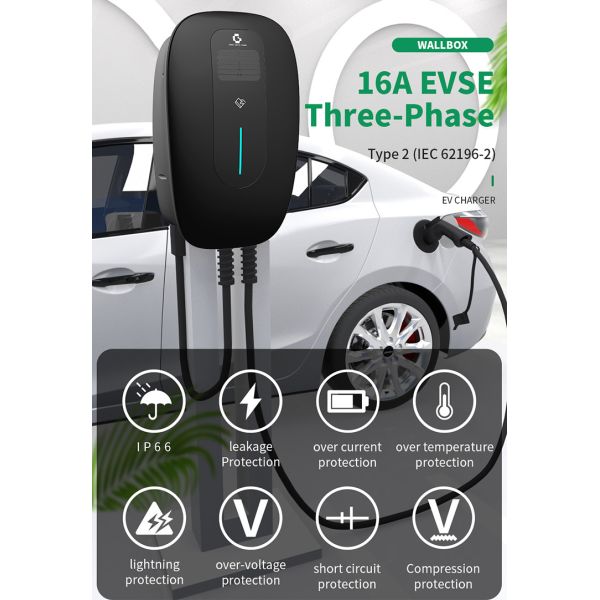 OCPP 3 Phase EV Charging Wallbox 11kw Type 2 Wifi APP IP65