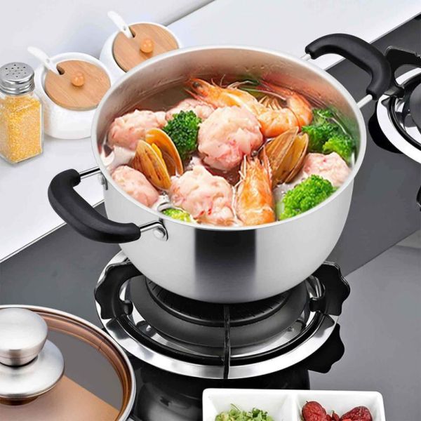 Multi-function Silver Kitchen Cookware Cooking Pot Induction Stock Pot Stainless Steel Soup Pot With Bakelite Handle