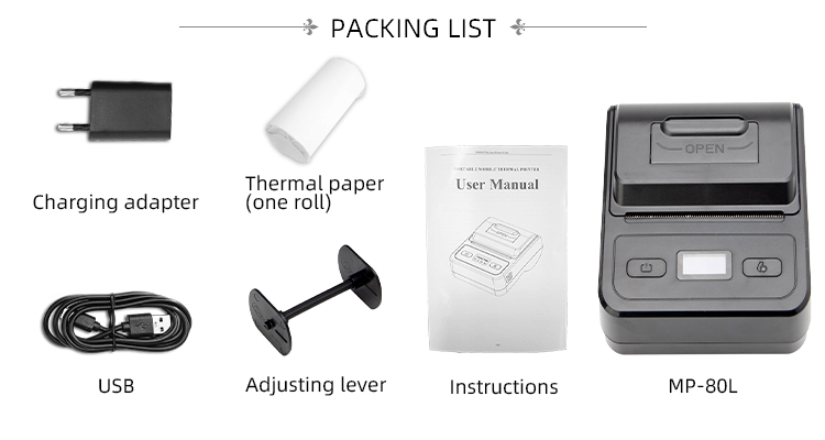 80mm Thermal Printer for Label Stickers Barcode Shipping iOS/Android Handheld Mobile POS