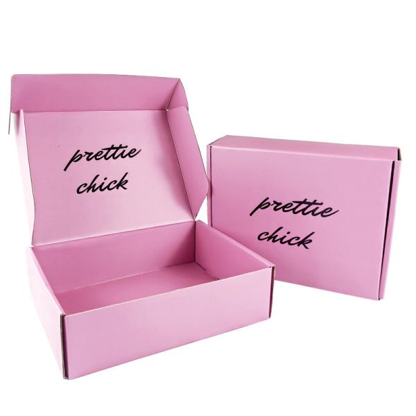 Quality Flat Cardboard Custom Mailer Boxes Printed Pink for sale