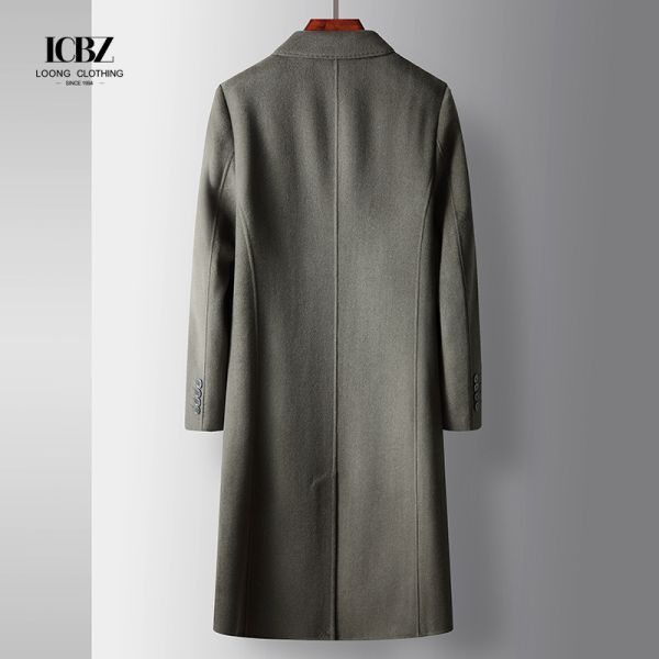 Wool Jacket Coat for Men Single Breasted Business Turn Down Collar Long Sleeve Regular