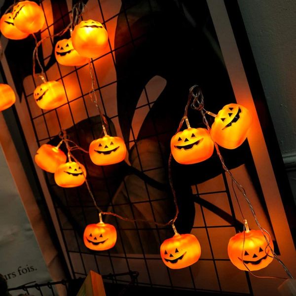 Halloween Party String Lights Pumpkin Decorative Festive Lights Battery Operated LED with Remote Home Party Mantle Fireplace