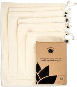Satin Strings Screen Printing Organic Cotton Bread Drawstring Bag