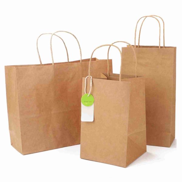 China SGS Offset Printing Brown Kraft Paper Shopping Bags For Retail Store wholesale