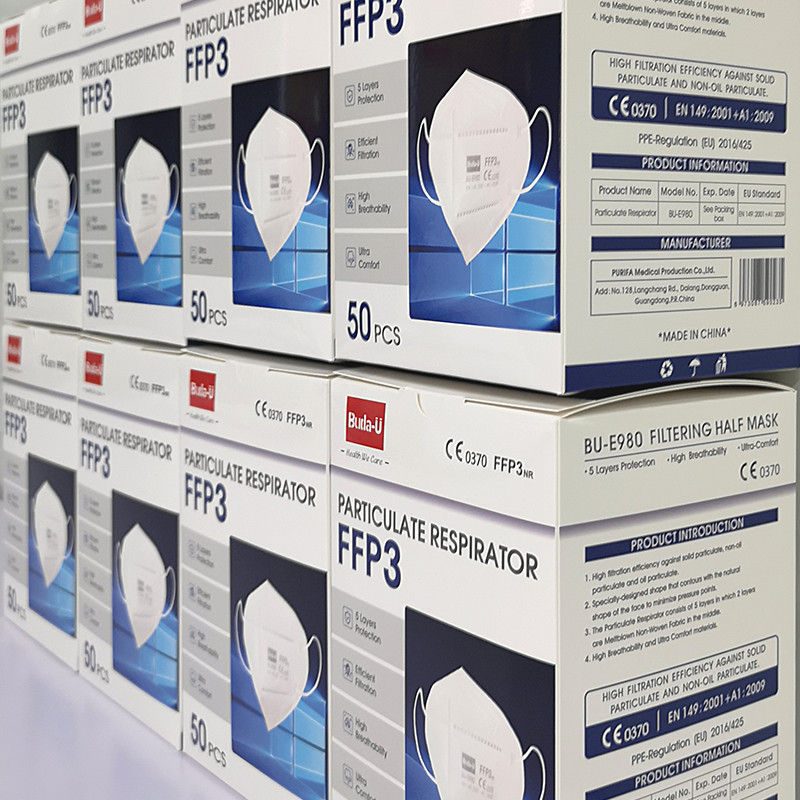 FFP3 Disposable Particulate Respirator Mask , BU-E980 FFP3 Face Masks Ce Approved