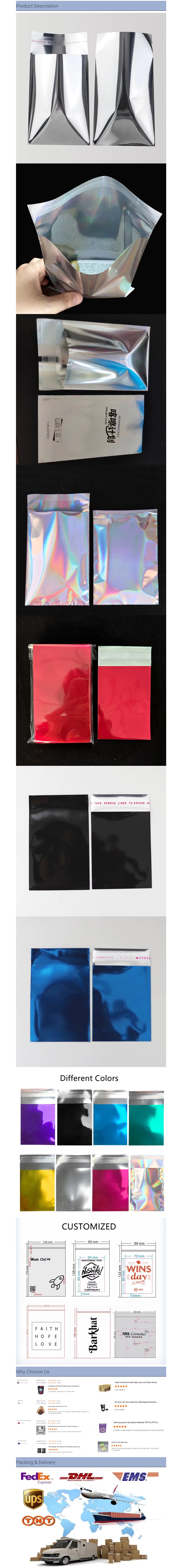 Silver Custom Poly Mailer Bags Customized Holographic Foil Bags Recyclable