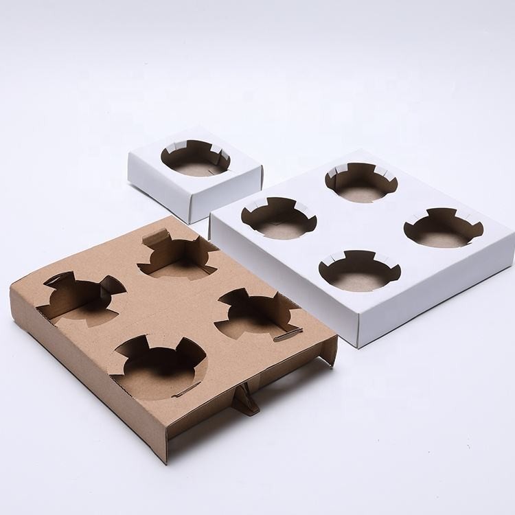 Disposable 2 Cups Pack Kraft Cup Holder Tray For Every Kinds Of Beverage To Takeaway