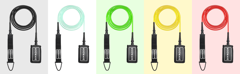 6'7'8'9'10'11'12' Surfboard Leash with Strong and Durable Coil or Straight Cord