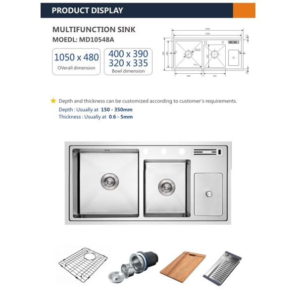 42' Top Mount Multi Function Kitchen Sink Knife Holder 105x48