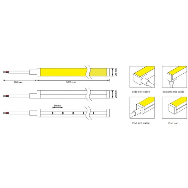 High Brightness LED Neon Flex Strip for Eye-Catching and Vibrant Lighting Effects IP65 IP67 Waterproof NHT-2020