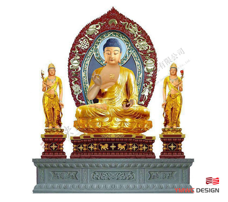 Temple Buddha Custom Large Buddha Statue with Bronzing Process Casting Technique