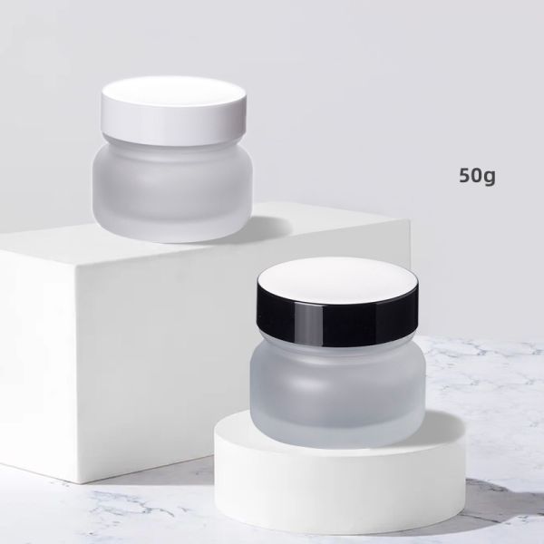 Logo/Graphic Design Borosilicate Glass Round Storage Jars with Childproof Cap in Black Matte and White Matte