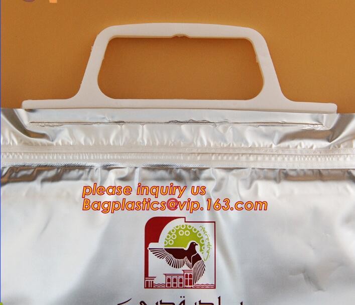 Custom Packing Aluminum Foil Zip-Lock Grocery Handle Thermal Insulation Cooler Bag For Outdoors,Promotional Insulated La