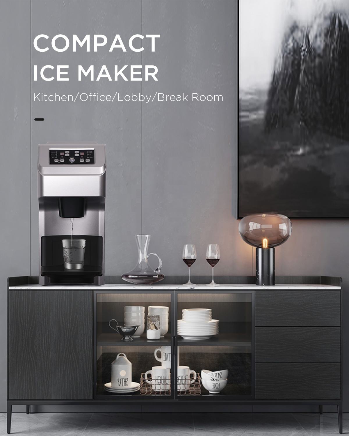 Ice Roller Maker 35KG Automatic Countertop Water Dispensers for Commercial Home Business Nugget Ice Block Making Machine