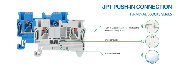 PT6 Push-in Terminal Block Din Rail 6mm² Screwless Spring Feed-Through Connector Wire Electrical Strip Plug