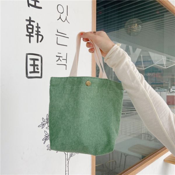 ARTSY CORDUROY BAG CASUAL PORTABLE MINI LADIES CLUTCH BAG VINTAGE CLOTH BAG BENTO BAG