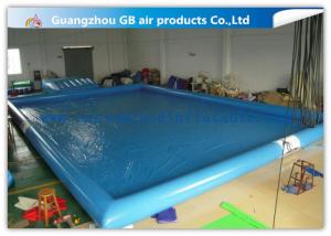 Blue Inflatable Swimming Pool With Platform , Large Inflatable Pool For Adults