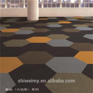 China New style plain design nylon hexagon shape honeycomb carpet tile wholesale