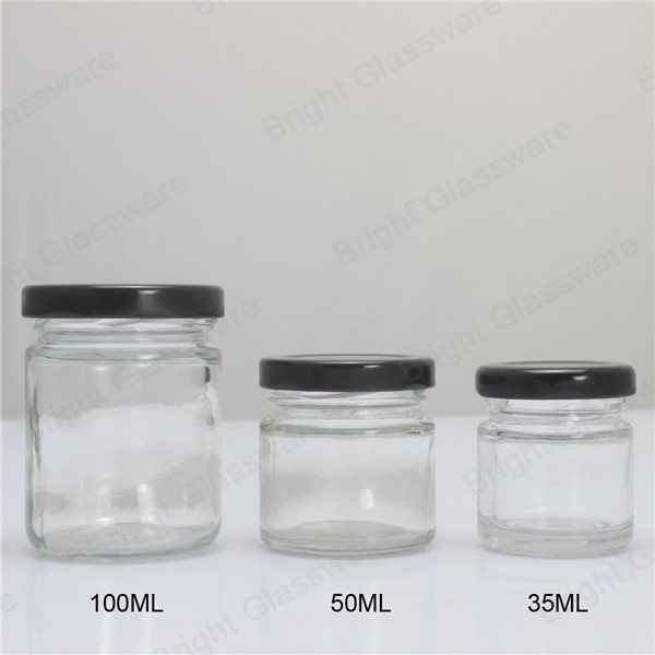 Cheap 100ml 50ml 35ml glass honey jar, jam jar for wholesale