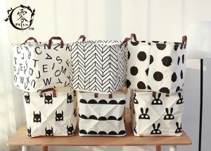 Collapsible Variegated Polyester Storage Baskets Bin with Durable Cotton Handles Home Organizer