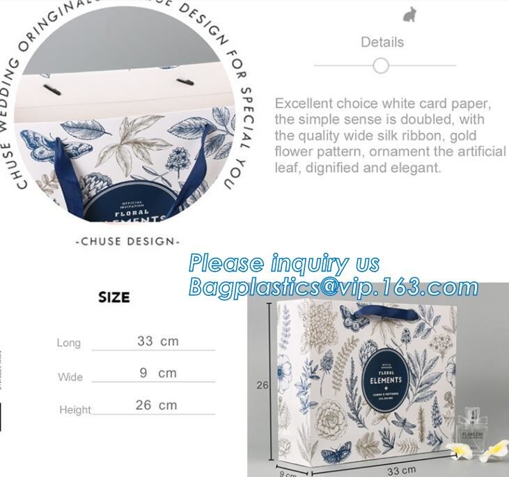 Custom paper bag with handle coated white paper bag printing pattern flower carrier bag,Flower carrier paper bags with d