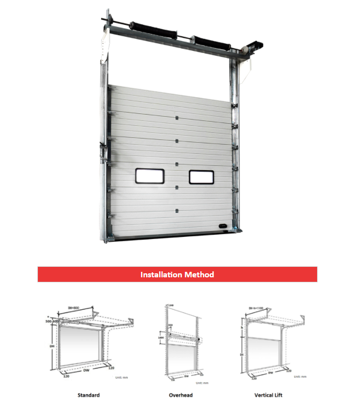 Foam-Filled Insulation Overhead Sectional Door With Remote Control Electric Steel