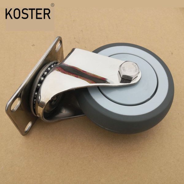 Manufacturer 4 Inch PU Rubber Tire Steel Fork Table Cart Medical Wheel Heavy Duty Caster