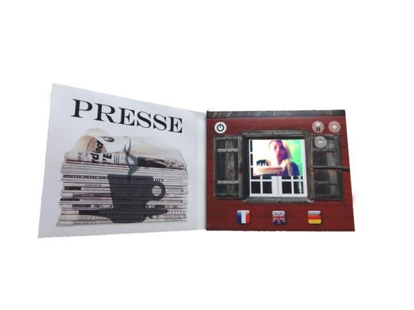 Quality CMYK printing customized lcd video mailer , USB downlaoding video booklet for sale