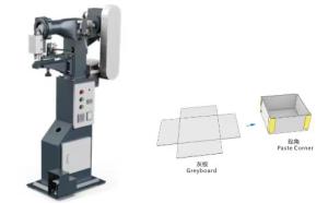 China Electric Single Arm Paper Box Gluing Machine Cardboard Rigid Boxes Making Machine Box Corner Taping Pasting Machine on sale